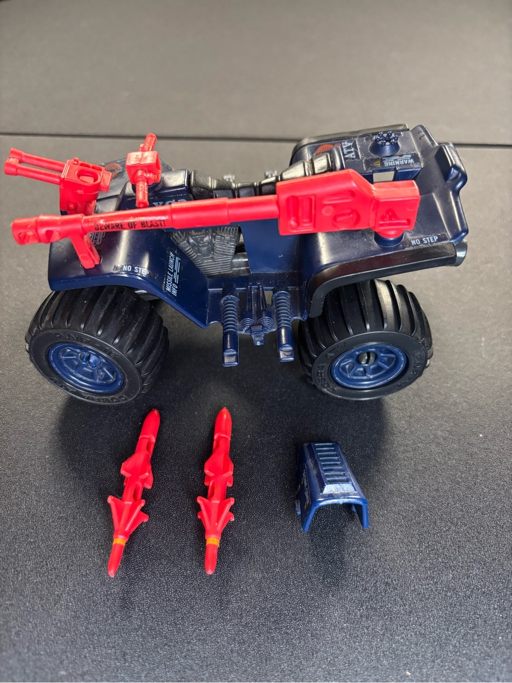 Navy Blue Kids Quad Vehicle with Red Missile Accessories